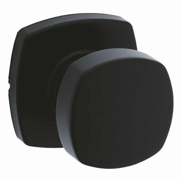 Arroyo Knob with Midtown Rose Passage Door Lock with 6AL Latch and RCS Strike Matte Black Finish